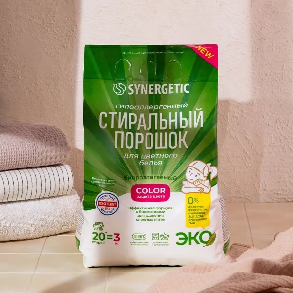 Стиральный порошок для цветного белья COLOR в пакете, 3 кг