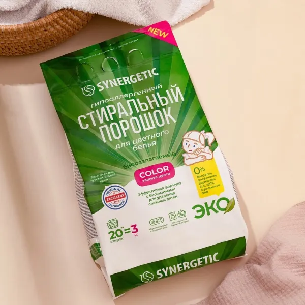 Стиральный порошок для цветного белья COLOR в пакете, 3 кг