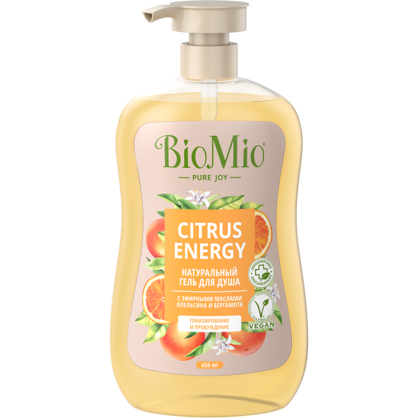 Гель для душа BioMio® BIO SHOWER GEL увлажняющий, апельсин и бергамот, 650 мл