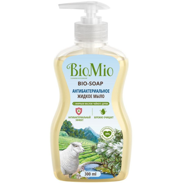 Эко жидкое мыло BioMio® BIO-SOAP с маслом чайного дерева, с дозатором, 300 мл