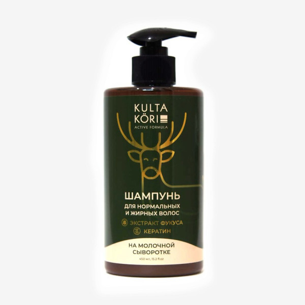 KULTA KORI Шампунь для нормальных и жирных волос на молочной сыворотке 450 мл